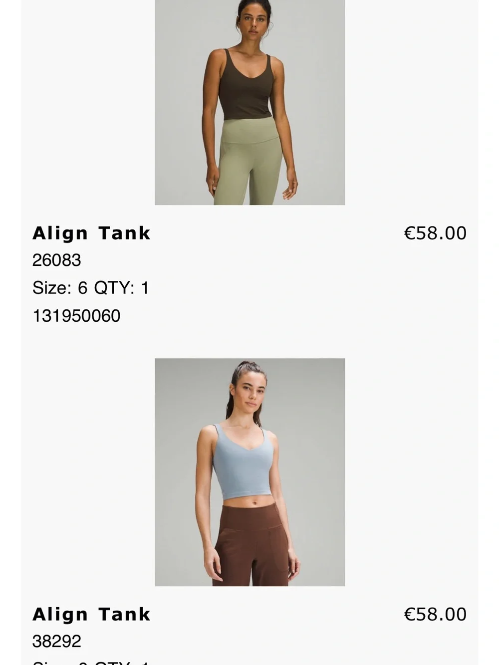 3-Pack Lululemon Align Tanks (2021):  Olive, Blush Pink, Light Blue